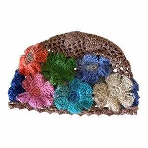 Colorful Floral Crochet Beanie